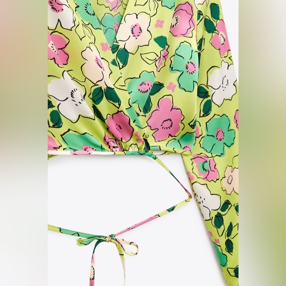 NWT Zara Floral Satin Effect Top - Picture 4 of 6